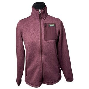 LL Bean Women’s Jacket Sweater Fleece Full-Zip XSmall Mauve Maroon Zip Pockets